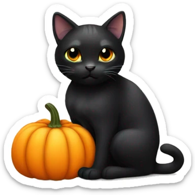 Cute black cat in pumpkin  sticker