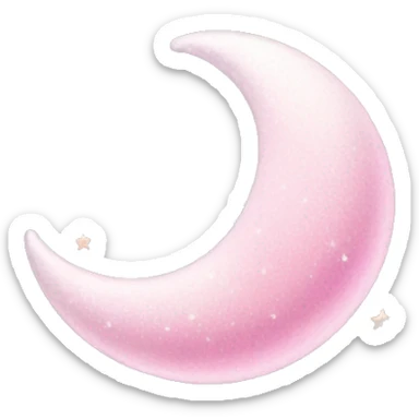 Pink crescent moon with sparkly white clouds sticker