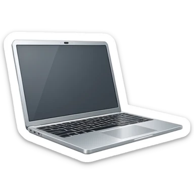 3D minimal icon of a premium silver or gray laptop with no logos, placed on a color #FF3D00 gradient background. Clean, modern, high-end tech style. sticker