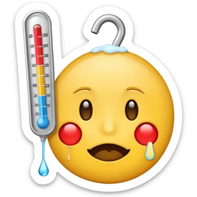 cartoon sticker of a sick emoji with a thermometer, colorful and cheerful, no text, suitable for WhatsApp and Instagram sticker