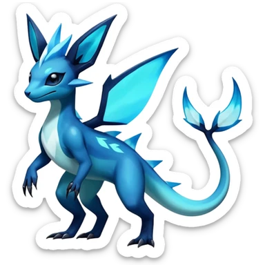 Colorful Dark Shiny Exotic Salandit-Aurorus-Glaceon-Fakémon-hybrid-creature (full body)  sticker
