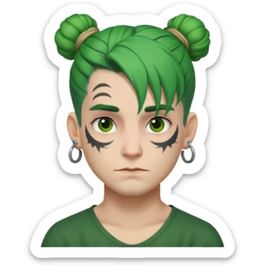 green hair bun and lots of face tattoo guy sticker