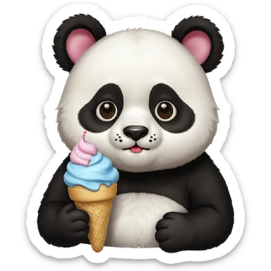 Panda eating ice cream and cat sticker