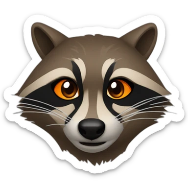 brown raccoon with orange eyes and a dark green hood that is crying sticker