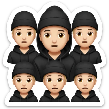 Criei um emoji utilizando boné preto e moletom preto com várias expressões  sticker