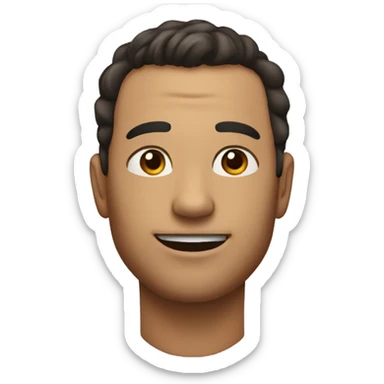 Man with slickback hairstyle, Eyes half closed like flirty and a half smile up from the right and a birthmark close to his nose near mouth in the right sticker