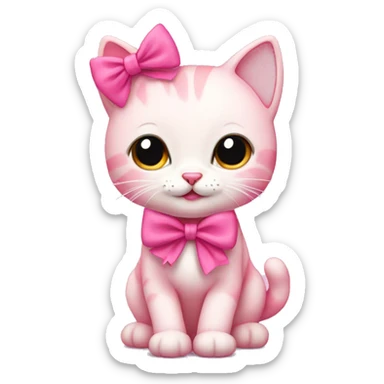 Cute pink kitty with a pink bow sticker