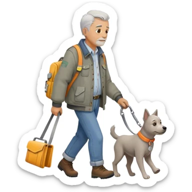 can you draw an old male person, ex construction worker, low SES, widowed, walks his dog everyday, plays chess with friends one a week, likes to draw sticker