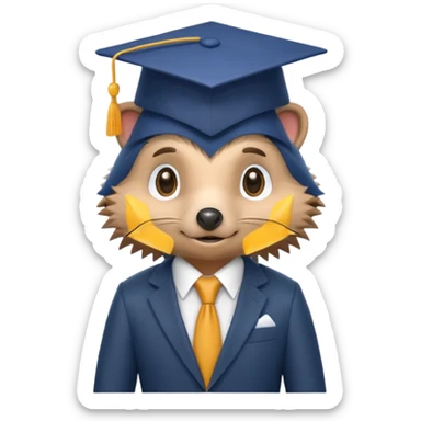A hedgehog student dressed in a suit and wearing a square academic cap. sticker