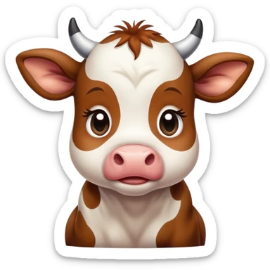sad baby cow pleading sticker
