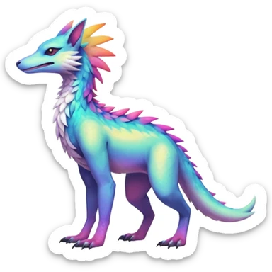 Colorful Fruity Nebulae Pastel Neon Slick Iridescent Warm-colored Tropical Exotic Vernid-Sergal-Trico-Silvally-Nargacuga-fusion-hybrid-animal-creature, full body sticker