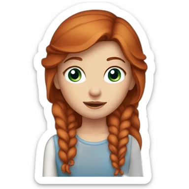 Red haired Girl blue eyes with brown horse sticker
