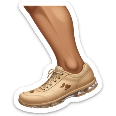 a shoe with a foot inside, stepping and showing a clear shoe print below. and leg







 sticker
