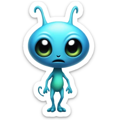 Alien on two legs, cute, with a tail and antennaes sticker