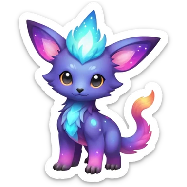 Cute cool colorful nebula fantasy animal hybrid Fakemon full body sticker