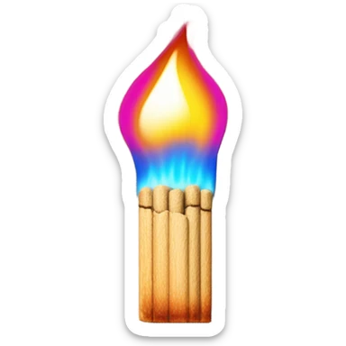 Pink and blue neon a burning match sticker