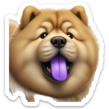 Chow chow with purple tongue, full-body, photorealistic 4k sticker