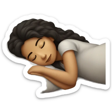 Sleeping girl on pillow dark hair sticker