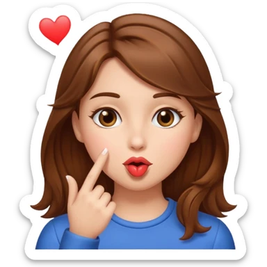 Brown hair girl blowing a kiss sticker