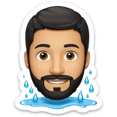 Smiling hispanic man with black beard that is dripping wet sticker