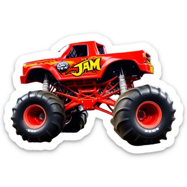 El Toro Loco - Monster Jam (Model Year: 2022) (Iconic colour: Red with horns) - An eye-catching monster truck with a wild, rebellious design in bold red. Include stylized, large horn graphics and aggressive facial elements that evoke a bull-like, ferocious appearance, exuding daring and unstoppable force. sticker
