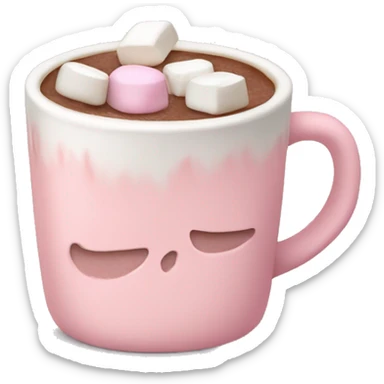 Light Pink mug of hot chocolate with marshmallows  sticker