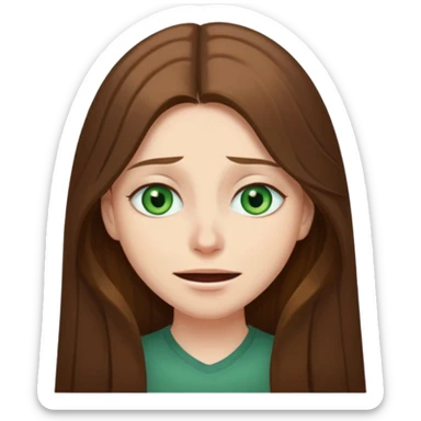 I have long brown hair, green-gray eyes, I hide myself behind a smile, it hurts my soul, I don't have mutual love, sometimes I can be rude sticker