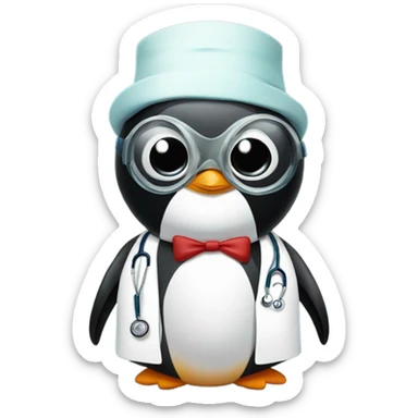 Penguin with a doctors mask  sticker