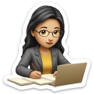 young asian woman studying  sticker