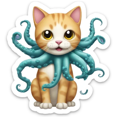 Cat with octopus arms sticker