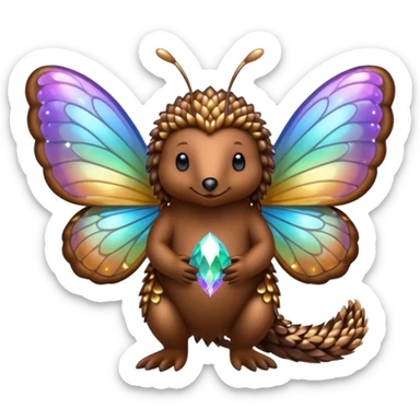 echidna with butterfly wings and sparkle sticker