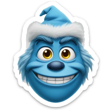 blue grinch smirking sticker