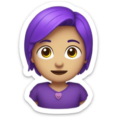 corazón morado con la letra S adentro  sticker