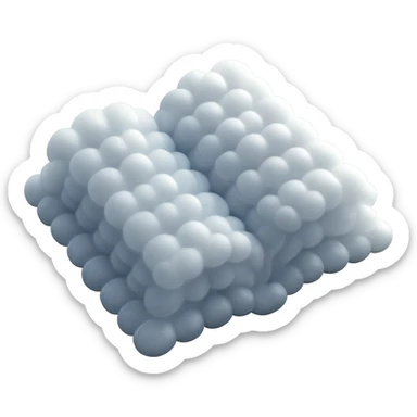top view of a thick open book made entirely of small, very bright white fluffy convex clouds, matte glass style sticker