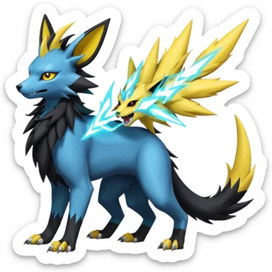 Feral Quadrupedal Digitigrade Luxray-Jolteon-Renamon-Zeraora-Vernid-Sergal-fusion-hybrid-creature, full body  sticker