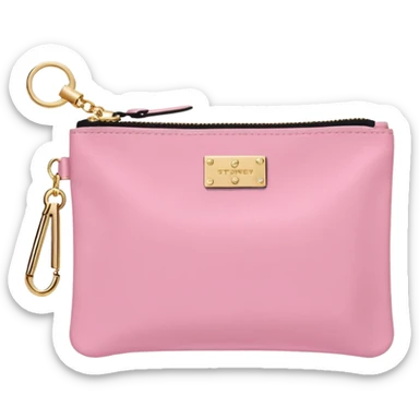 pink stoney clover lane rectangle pouch with shiny gold zipper and a circle zipper puller = pouch should be solid pouch should be more 3d sticker