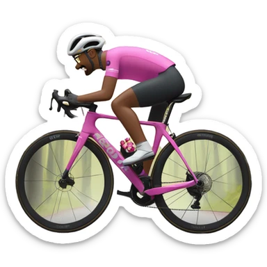 Greg on a grey Cervelo bravo, bike wearing a yellow jersey with Lori on a gray Cervelo gravel bike, wearing pink and riding in a forest sticker