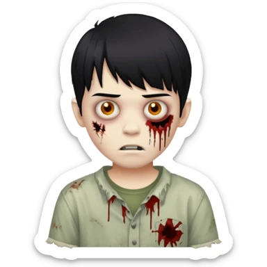 Menino de cabelo liso preto com franja zumbi sticker