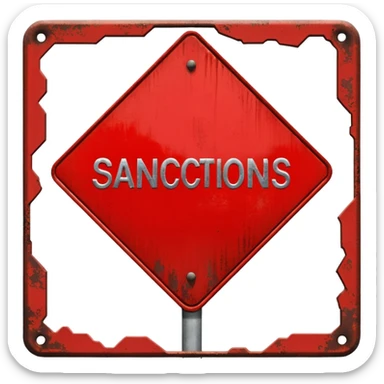 
red road sign with the inscription sanctions sticker