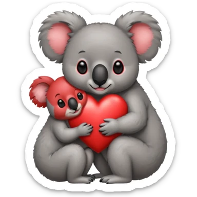 koalas cuddling with heart between them sticker