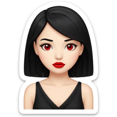 “Emoji girl, femme fatale, black hair. megan fox vibes black dress sticker