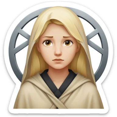 back of blonde woman stands at a crossroads between two paths—one illuminated, embodying thoughtful response; the other veiled in shadow, symbolizing instinctive reaction. sticker