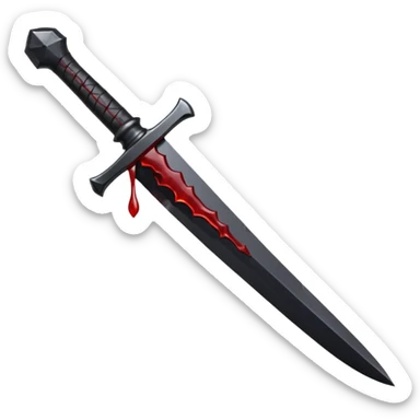iOS emoji, dark fantasy dagger, obsidian blade, runes, blood drop, clean render, minimalism sticker