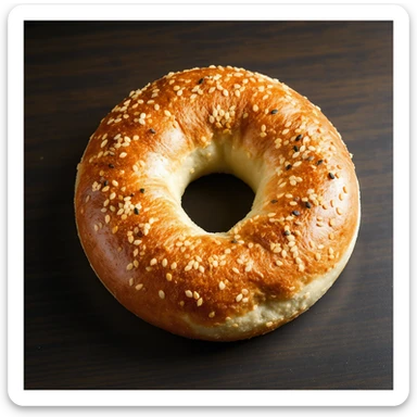a simit, the Turkish sesame bagel, realistic style, highly detailed and photorealistic sticker