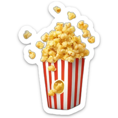 Emoji face in awe eating popcorn sticker