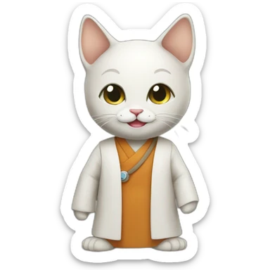 a smiling mindful monk kitty scientist sticker