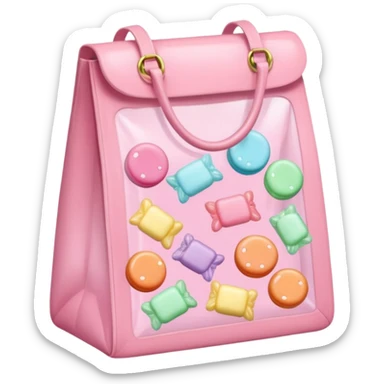 Pastel pink bag of pastel coloured sweets sticker