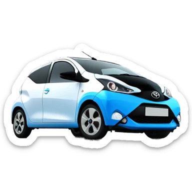 blue toyota aygo from 2016 with a black roof sticker