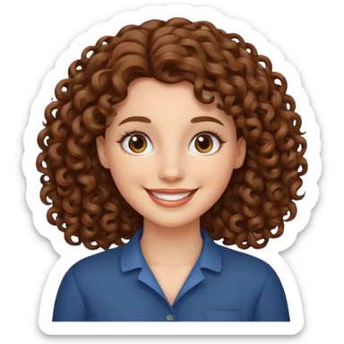 hazme una mujer blaca crespa con el pelo cafe  sticker