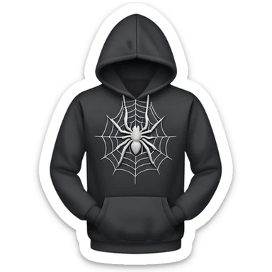 black hoodie with a grey spider web with no spider on it sticker